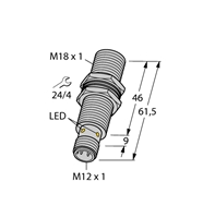 TURCK BANNER Inductive sensor-Threaded barrel, M18