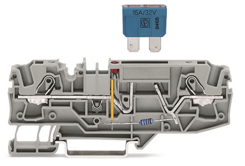 Wago 2-Cond. Fuse Tb For Mini-Auto., With Test Opt