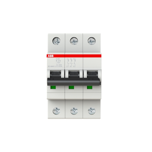 ABB S200 MCB 3 POLE TYPE K 6/10KA 2A