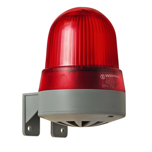 WERMA LED/BUZZER BRK MOUNT CONT/PULSE 24VAC/DC RED