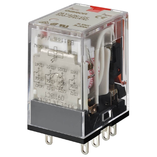 Omron Relay, plug-in, 14-pin, 4PDT, 6 A, 220/240V