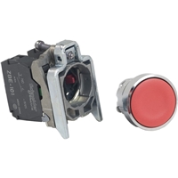 PUSHBUTTON, RED, 1NO 1NC CONTACT