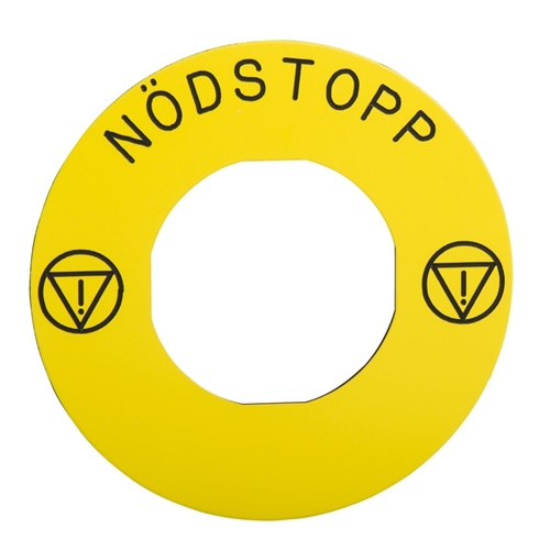 SCHNEIDER E-STOP LEGEND PLATE YELLOW NODSTOP