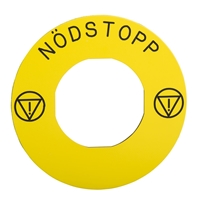 SCHNEIDER E-STOP LEGEND PLATE YELLOW NODSTOP